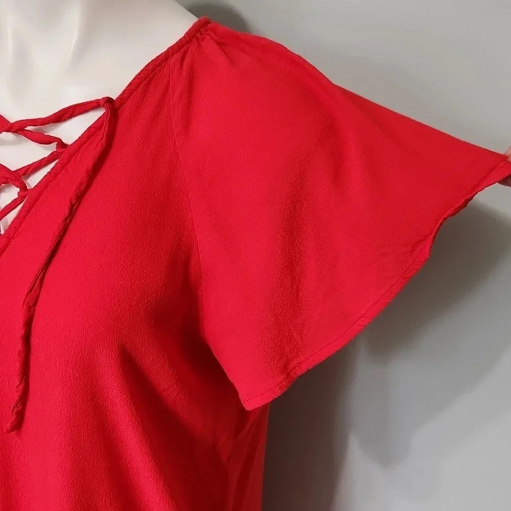 Madewell Red Lace-Up Tunic Dress - Picture 6 of 11